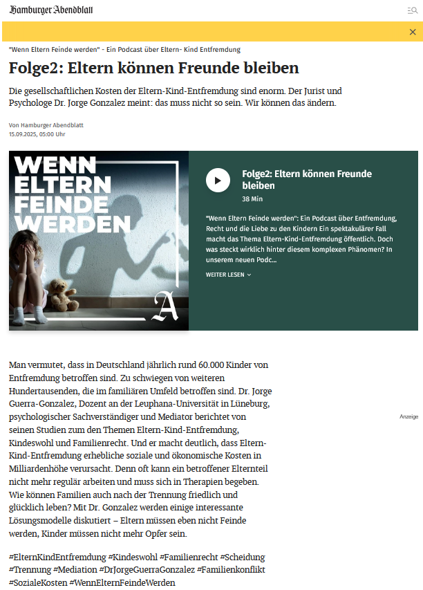 Podcast Interview mit Dr. Jorge Guerra González beim Hambuer Abendblatt